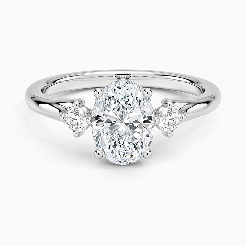 Floating Three Stone Diamond Ring Platinum Oval Engagement Ring