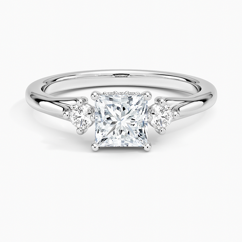 Floating Three Stone Diamond Ring Platinum Princess Engagement Ring