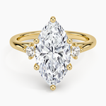 Floating Three Stone Diamond Ring Yellow Gold 18k Marquise Engagement Ring