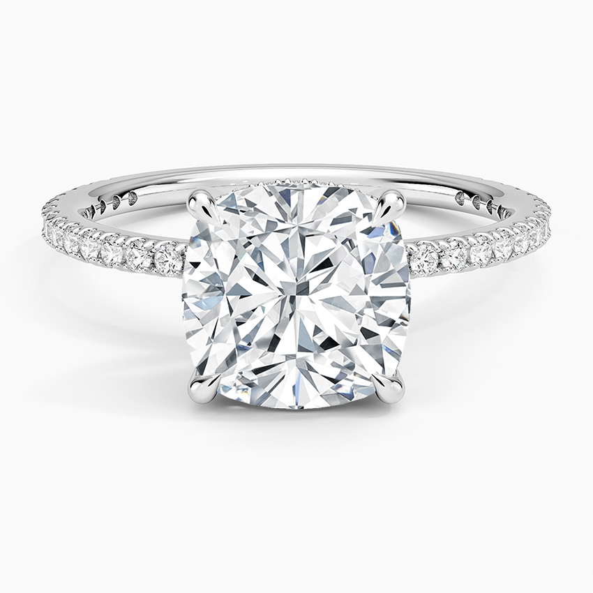 Perfect Fit Three-Quarter Diamond Ring (1/4 ct. tw.) Platinum Cushion Engagement Ring