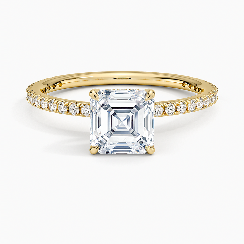 Perfect Fit Three-Quarter Diamond Ring (1/4 ct. tw.) Yellow Gold 18k Asscher Engagement Ring