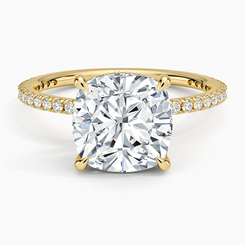 Perfect Fit Three-Quarter Diamond Ring (1/4 ct. tw.) Yellow Gold 18k Cushion Engagement Ring