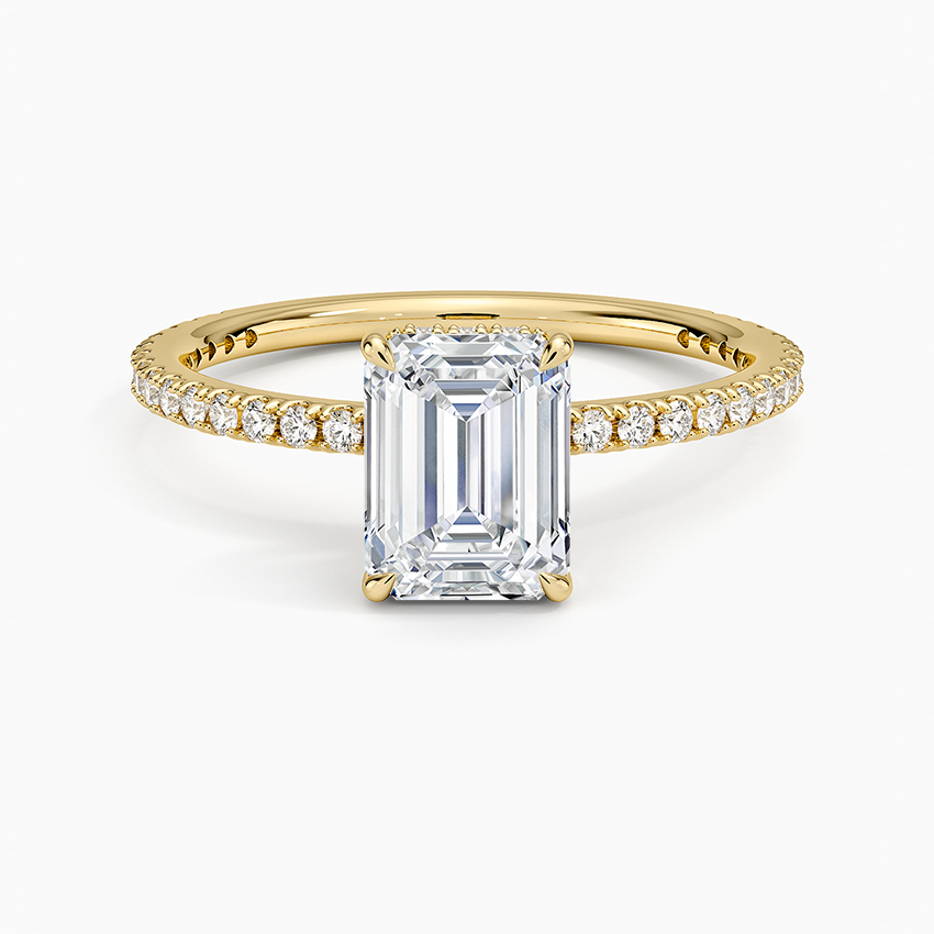Perfect Fit Three-Quarter Diamond Ring (1/4 ct. tw.) Yellow Gold 18k Emerald Engagement Ring