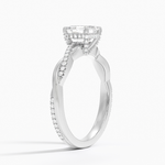 Petite Twisted Vine Hidden Halo Pavé Diamond Ring Platinum Asscher Engagement Ring