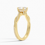 Petite Twisted Vine Hidden Halo Pavé Diamond Ring Yellow Gold 18k Asscher Engagement Ring