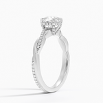 Petite Twisted Vine Hidden Halo Pavé Diamond Ring Platinum Cushion Engagement Ring