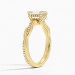 Petite Twisted Vine Hidden Halo Pavé Diamond Ring Yellow Gold 18k Emerald Engagement Ring
