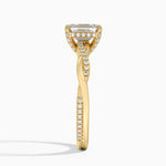 Petite Twisted Vine Hidden Halo Pavé Diamond Ring Yellow Gold 18k Emerald Engagement Ring