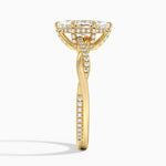 Petite Twisted Vine Hidden Halo Pavé Diamond Ring Yellow Gold 18k Marquise Engagement Ring