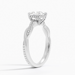 Petite Twisted Vine Hidden Halo Pavé Diamond Ring Platinum Princess Engagement Ring