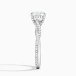 Petite Twisted Vine Hidden Halo Pavé Diamond Ring Platinum Princess Engagement Ring