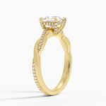 Petite Twisted Vine Hidden Halo Pavé Diamond Ring Yellow Gold 18k Princess Engagement Ring