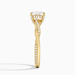 Petite Twisted Vine Hidden Halo Pavé Diamond Ring Yellow Gold 18k Princess Engagement Ring