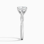 Petite Twisted Vine Hidden Halo Pavé Diamond Ring Platinum Radiant Engagement Ring