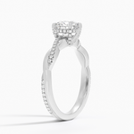 Petite Twisted Vine Hidden Halo Pavé Diamond Ring Platinum Round Engagement Ring