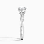 Petite Twisted Vine Hidden Halo Pavé Diamond Ring Platinum Round Engagement Ring