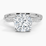 Petite Twisted Vine Hidden Halo Pavé Diamond Ring Platinum Cushion Engagement Ring