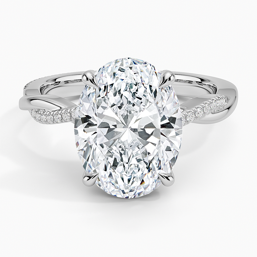 Petite Twisted Vine Hidden Halo Pavé Diamond Ring Platinum Oval Engagement Ring