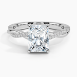 Petite Twisted Vine Hidden Halo Pavé Diamond Ring Platinum Radiant Engagement Ring