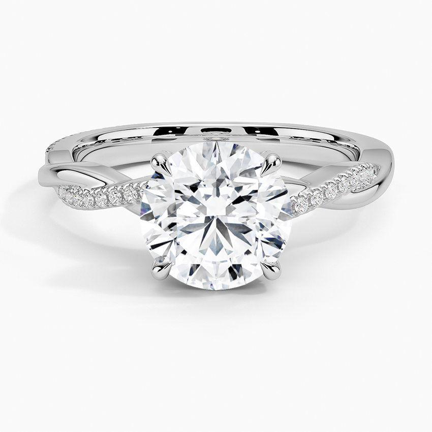 Petite Twisted Vine Hidden Halo Pavé Diamond Ring Platinum Round Engagement Ring