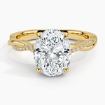 Petite Twisted Vine Hidden Halo Pavé Diamond Ring Yellow Gold 18k Oval Engagement Ring