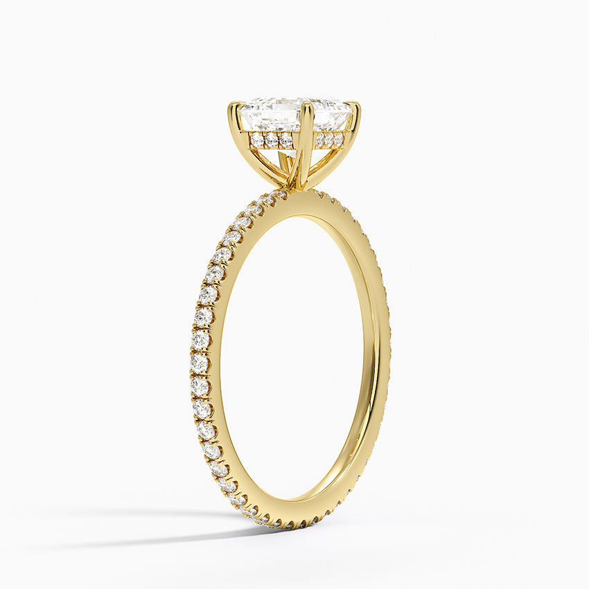 Perfect Fit Hidden Halo Eternity Diamond Ring Yellow Gold 18k Asscher Engagement Ring