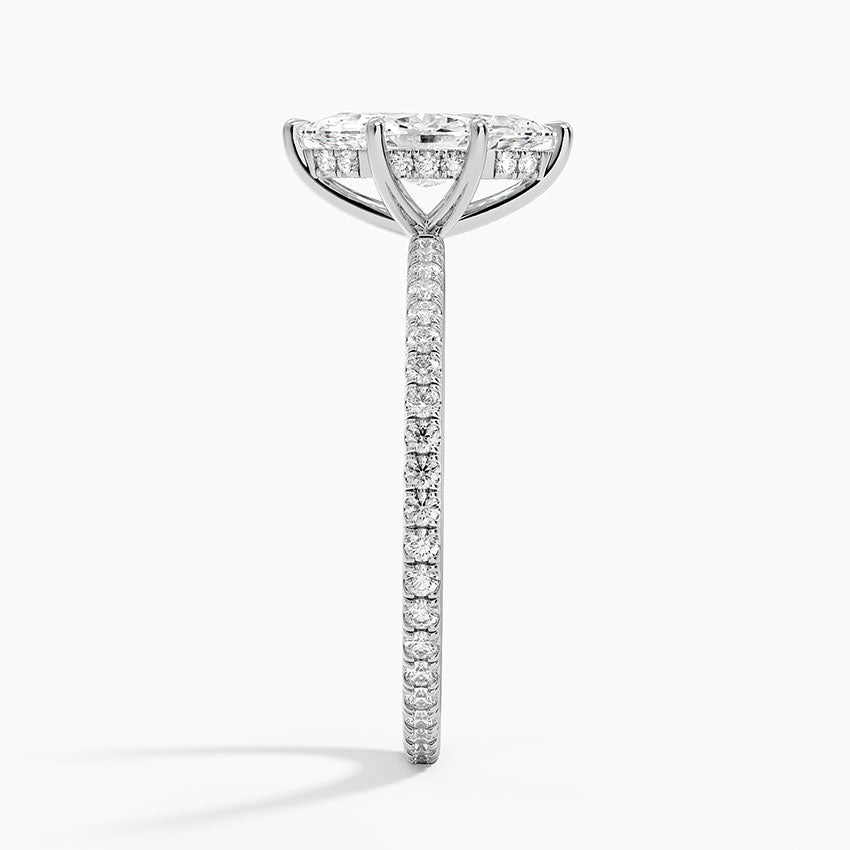 Perfect Fit Hidden Halo Eternity Diamond Ring Platinum Marquise Engagement Ring