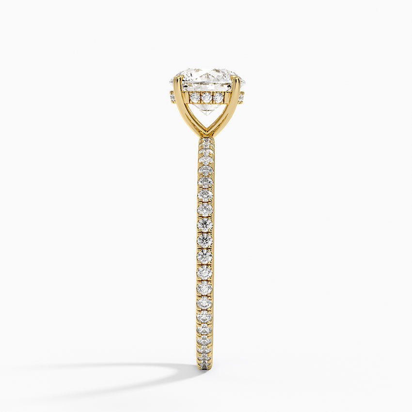 Perfect Fit Hidden Halo Eternity Diamond Ring Yellow Gold 18k Round Engagement Ring