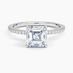Perfect Fit Hidden Halo Eternity Diamond Ring Platinum Asscher Engagement Ring