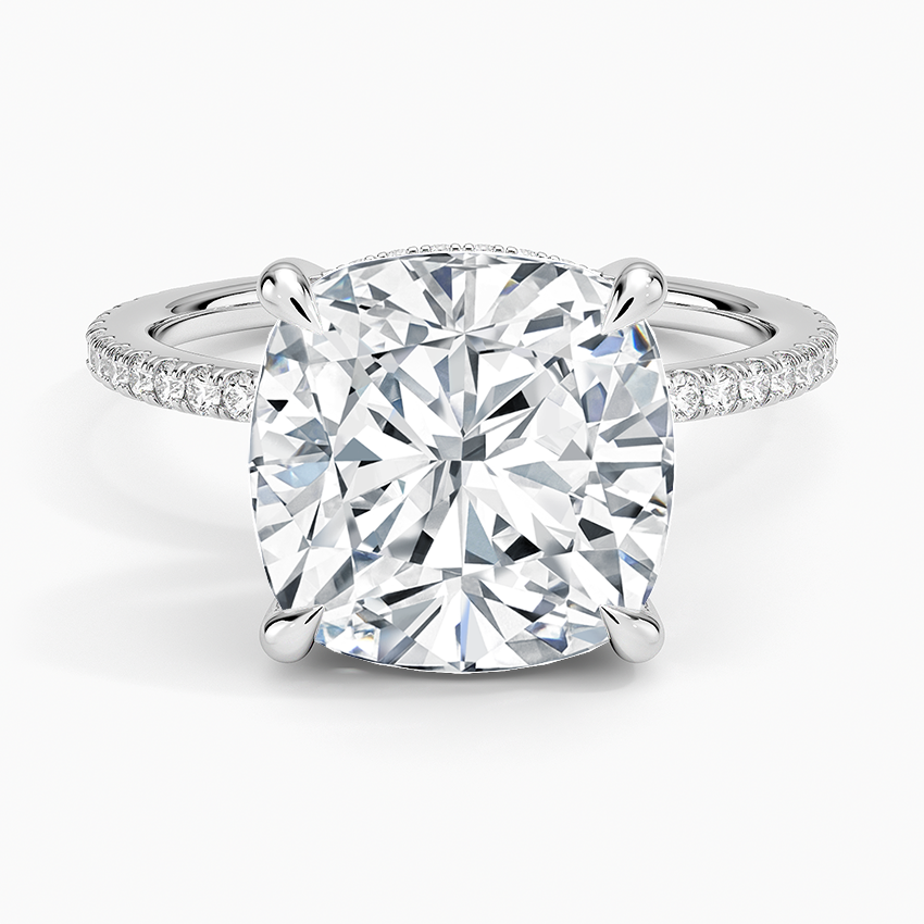 Perfect Fit Hidden Halo Eternity Diamond Ring Platinum Cushion Engagement Ring