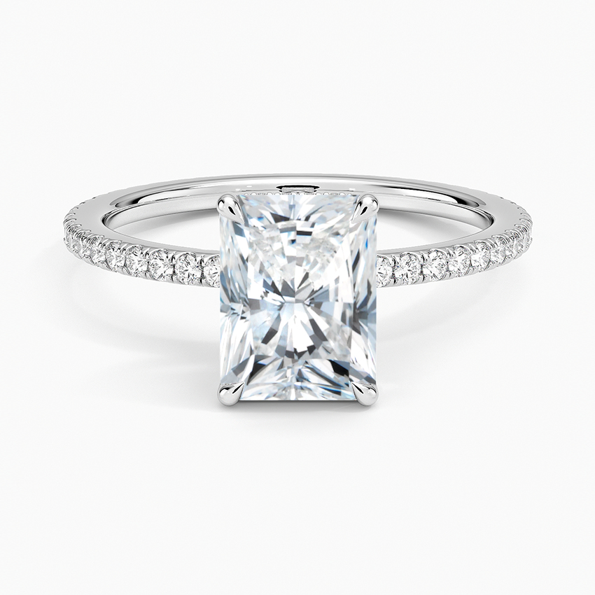 Perfect Fit Hidden Halo Eternity Diamond Ring Platinum Radiant Engagement Ring