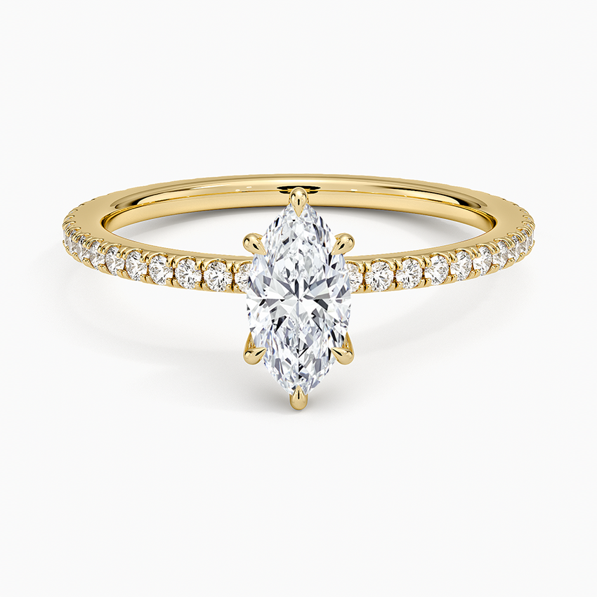 Perfect Fit Hidden Halo Eternity Diamond Ring Yellow Gold 18k Marquise Engagement Ring