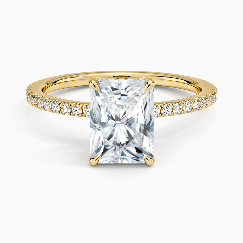 Perfect Fit Hidden Halo Eternity Diamond Ring Yellow Gold 18k Radiant Engagement Ring
