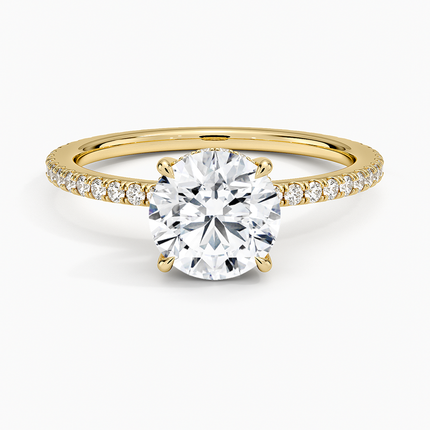 Perfect Fit Hidden Halo Eternity Diamond Ring Yellow Gold 18k Round Engagement Ring