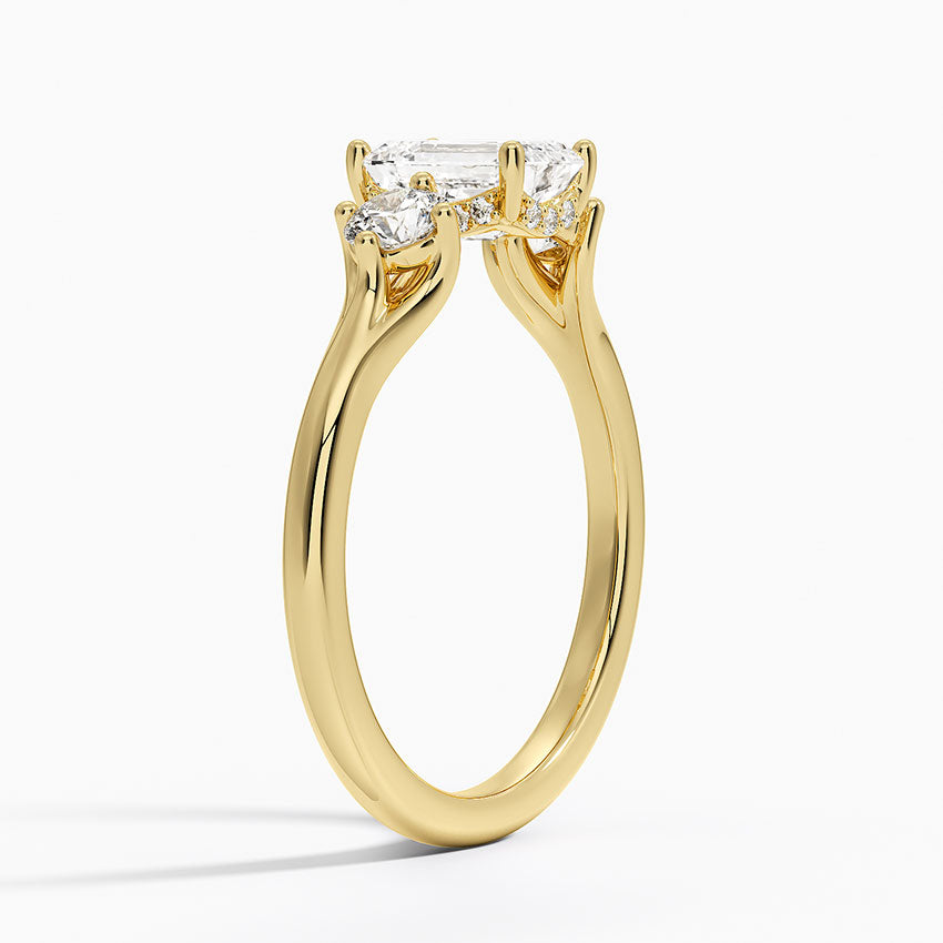 Luxe Floating Three Stone Diamond Ring (1/3 ct. tw.) Yellow Gold 18k Emerald Engagement Ring
