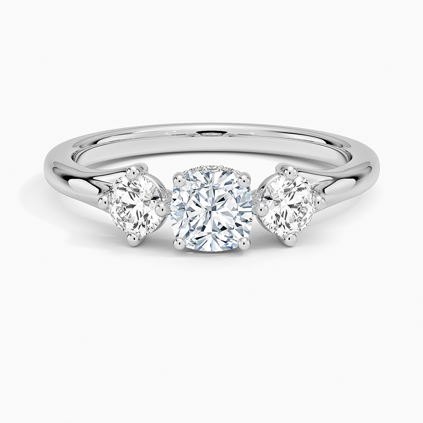 Luxe Floating Three Stone Diamond Ring (1/3 ct. tw.) Platinum Cushion Engagement Ring