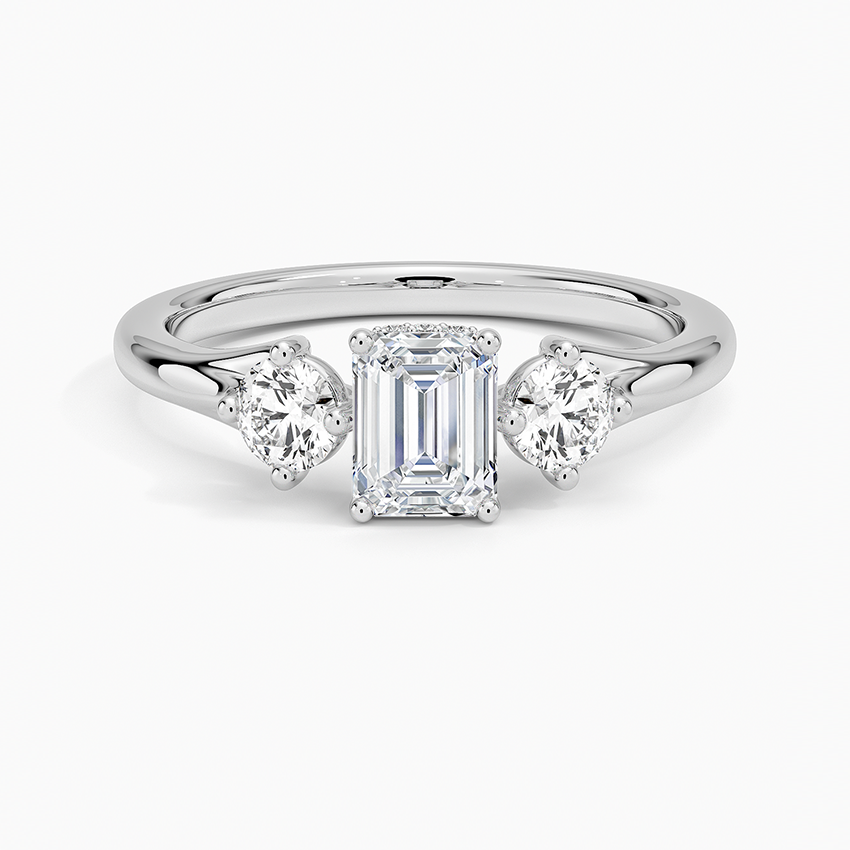 Luxe Floating Three Stone Diamond Ring (1/3 ct. tw.) Platinum Emerald Engagement Ring