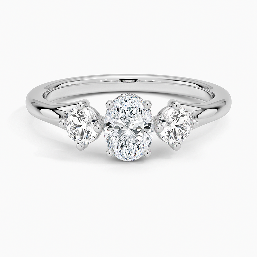 Luxe Floating Three Stone Diamond Ring (1/3 ct. tw.) Platinum Oval Engagement Ring