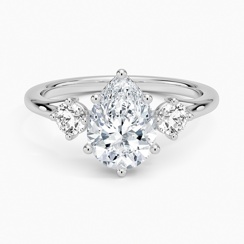 Luxe Floating Three Stone Diamond Ring (1/3 ct. tw.) Platinum Pear Engagement Ring