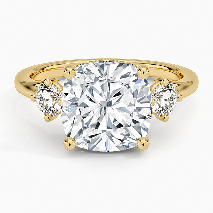 Luxe Floating Three Stone Diamond Ring (1/3 ct. tw.) Yellow Gold 18k Cushion Engagement Ring