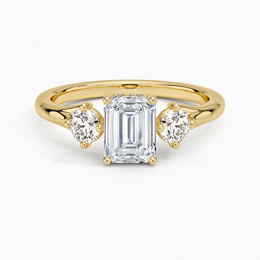 Luxe Floating Three Stone Diamond Ring (1/3 ct. tw.) Yellow Gold 18k Emerald Engagement Ring