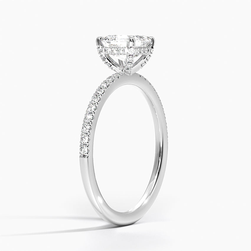 Viviana Half Coverage Diamond Ring Platinum Asscher Engagement Ring