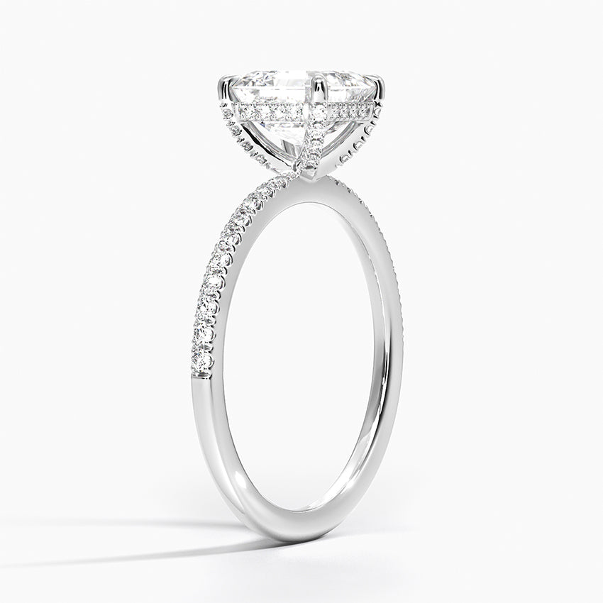 Viviana Half Coverage Diamond Ring Platinum Asscher Engagement Ring