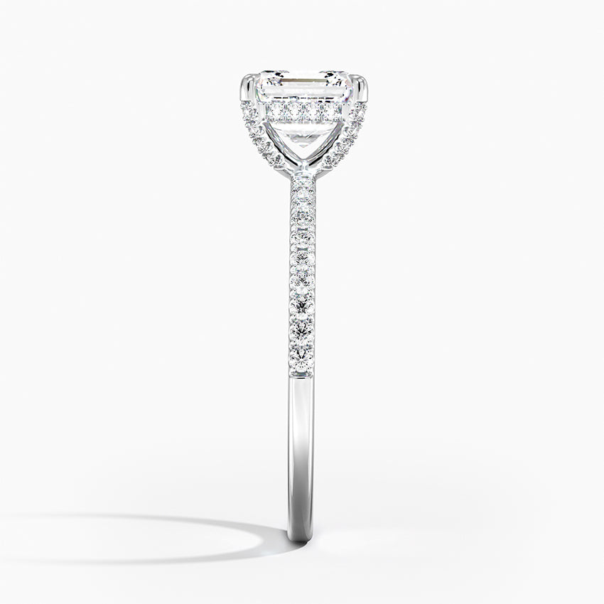 Viviana Half Coverage Diamond Ring Platinum Asscher Engagement Ring