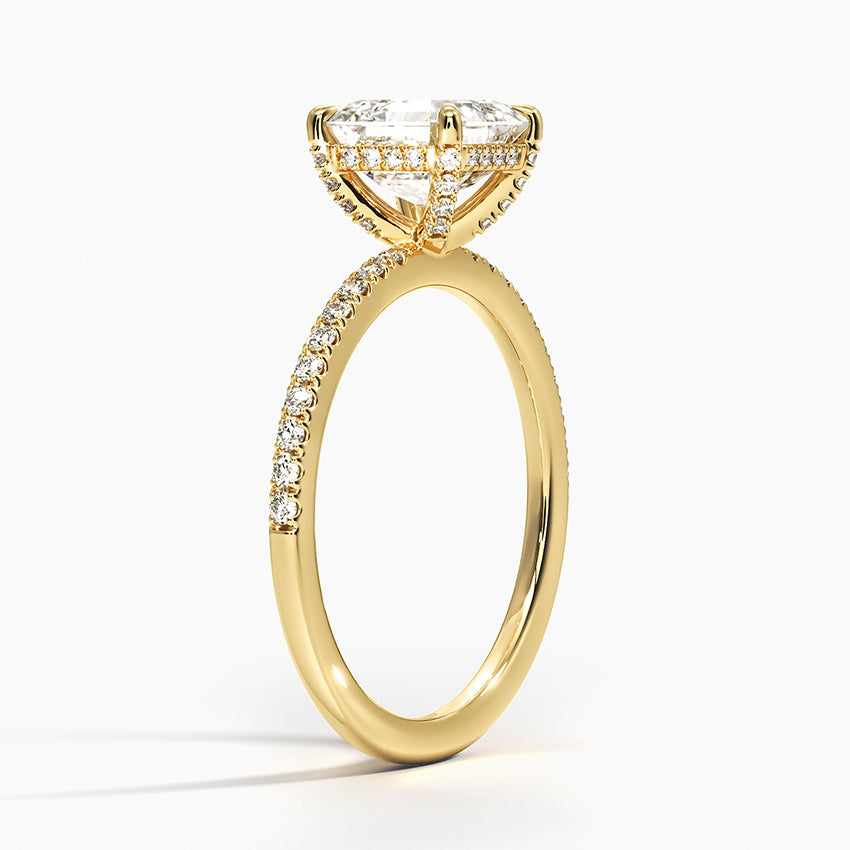 Viviana Half Coverage Diamond Ring Yellow Gold 18k Asscher Engagement Ring