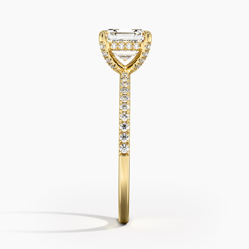 Viviana Half Coverage Diamond Ring Yellow Gold 18k Asscher Engagement Ring
