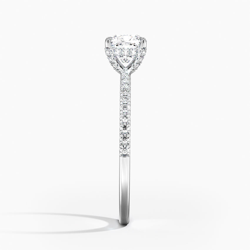 Viviana Half Coverage Diamond Ring Platinum Cushion Engagement Ring