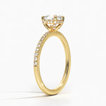 Viviana Half Coverage Diamond Ring Yellow Gold 18k Cushion Engagement Ring