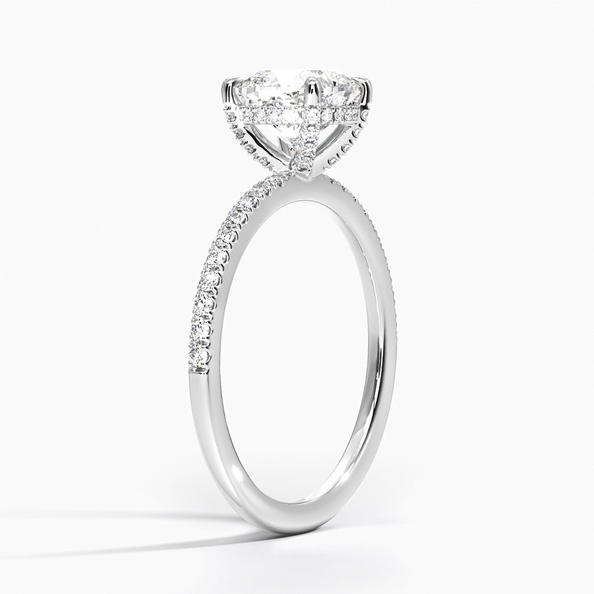 Viviana Half Coverage Diamond Ring Platinum Cushion Engagement Ring