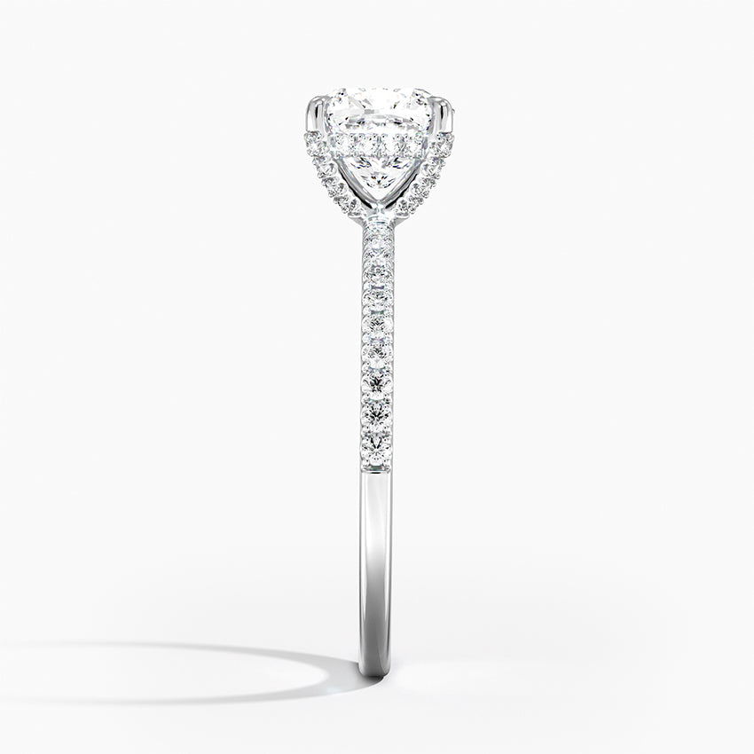 Viviana Half Coverage Diamond Ring Platinum Cushion Engagement Ring